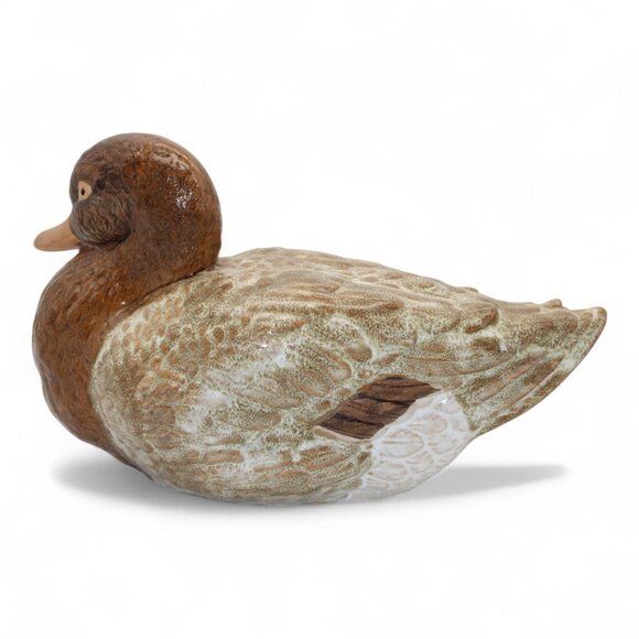 Vintage Ceramic Duck Figurine Brown & Green Decorative Collectible Home Decor Di - Picture 4 of 8